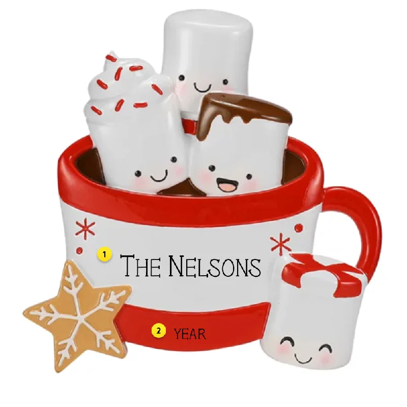 Personalized New Hot Cocoa Family of 4 Ornament