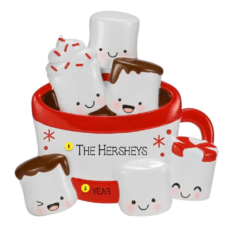 Personalized New Hot Cocoa Family of 6 Ornament