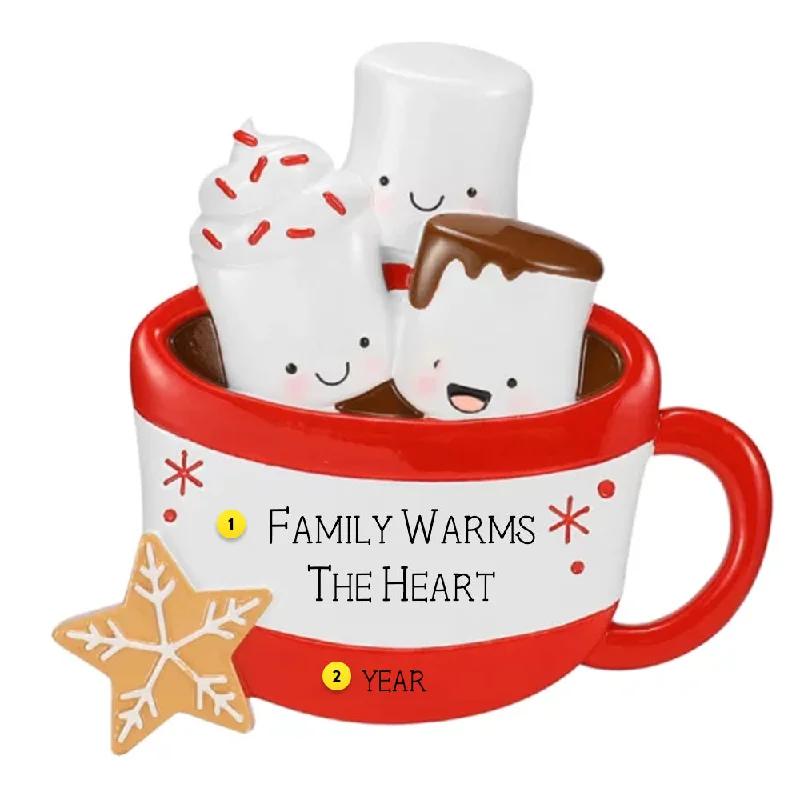 Personalized New Hot Cocoa Family of 3 Ornament