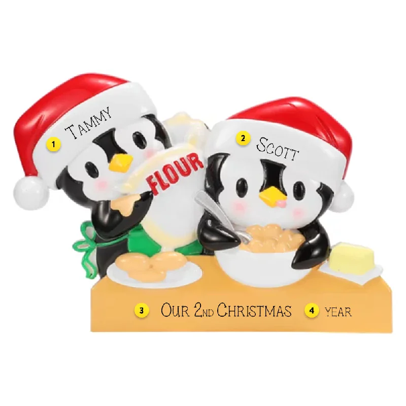 Personalized Penguin Baking Couple Ornament