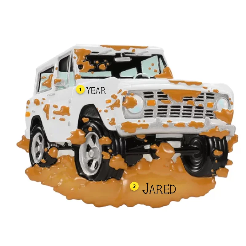 Personalized White Off Roading/Mudding Truck Ornament