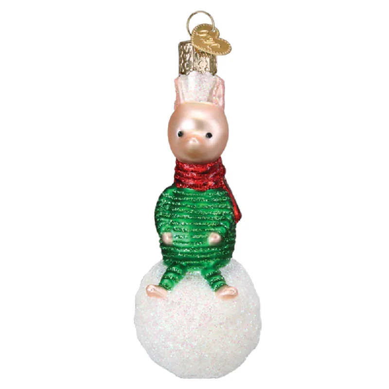 Piglet On Snowball Ornament - Old World Christmas