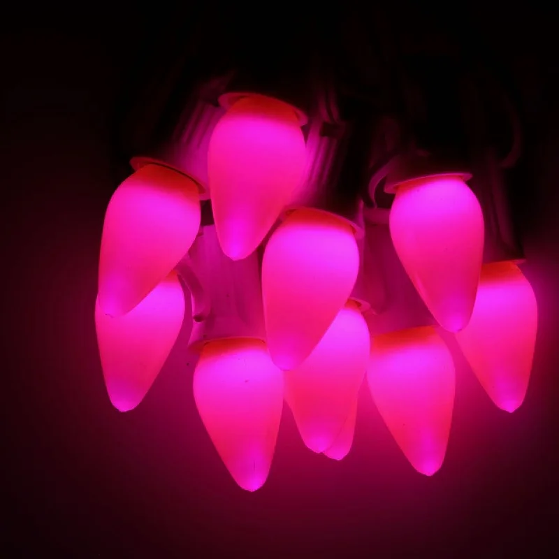 C7 Pink Smooth Opaque LED Bulbs E12 Bases (SMD) (25 Pack)