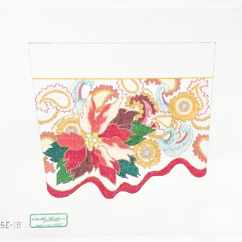 Poinsettas with Paisley Background Stocking Cuff