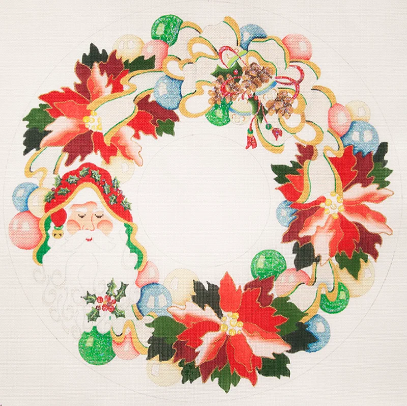 Santa and Baubles Wreath (18 mesh)