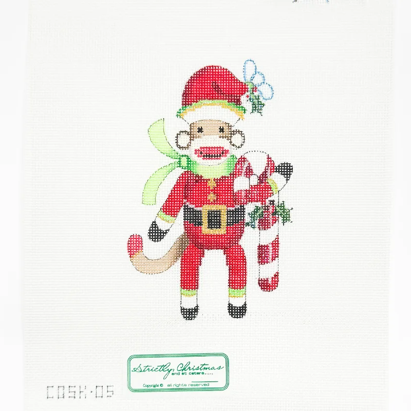 Santa Sock Monkey with Candy Cane