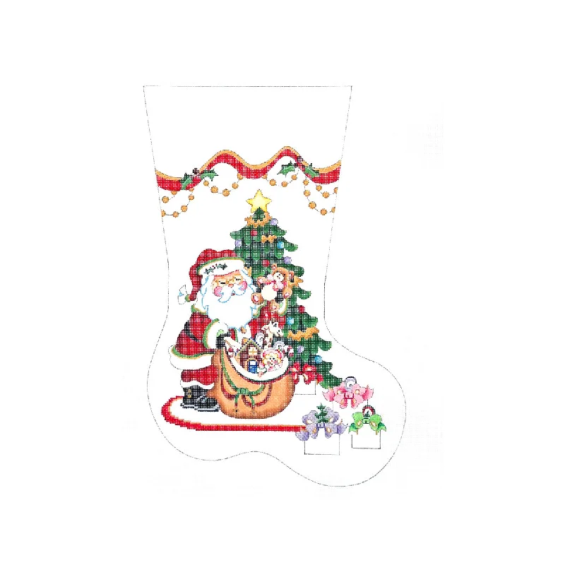 Santa with Teddy Bear Midsize Stocking