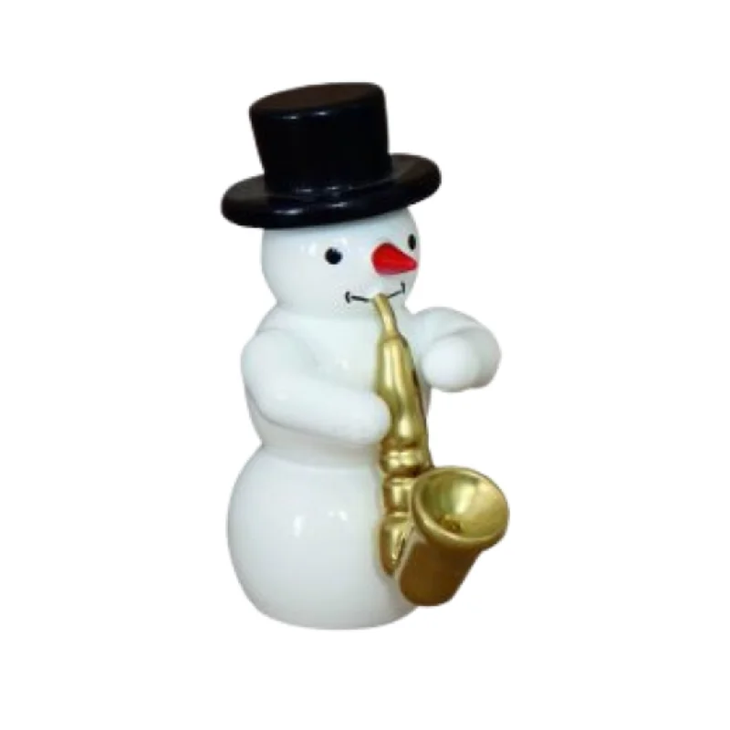 Snowman Band, Snowman with Saxophone by Erzgebirgische Holzkunst Gahlenz GmbH