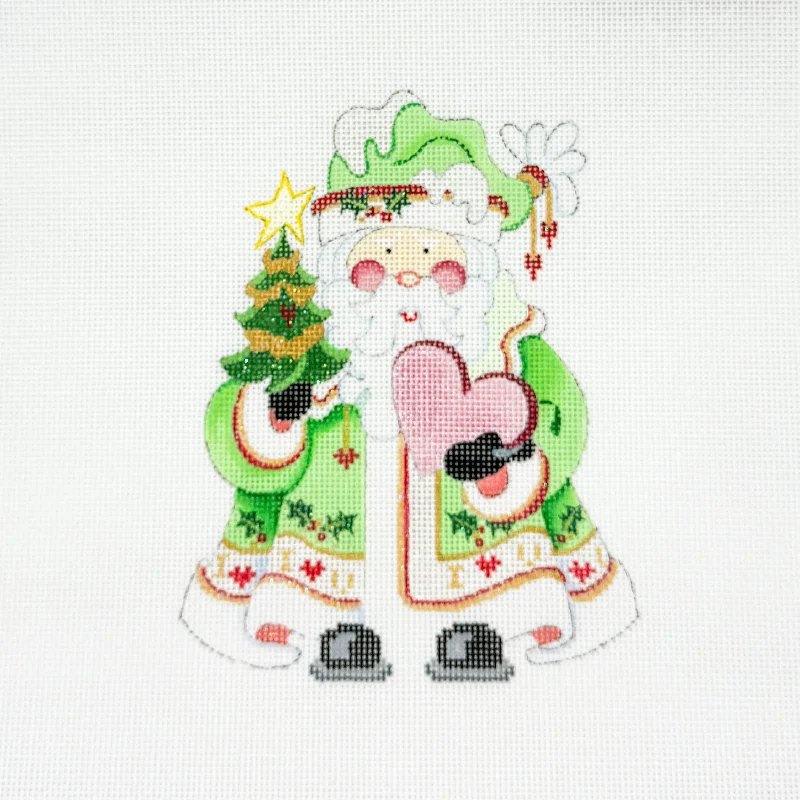 Squatty Santa with Heart + Green Coat