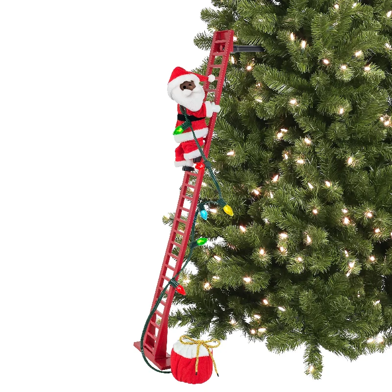 43 in. Animated Ladder Climbing Black Santa