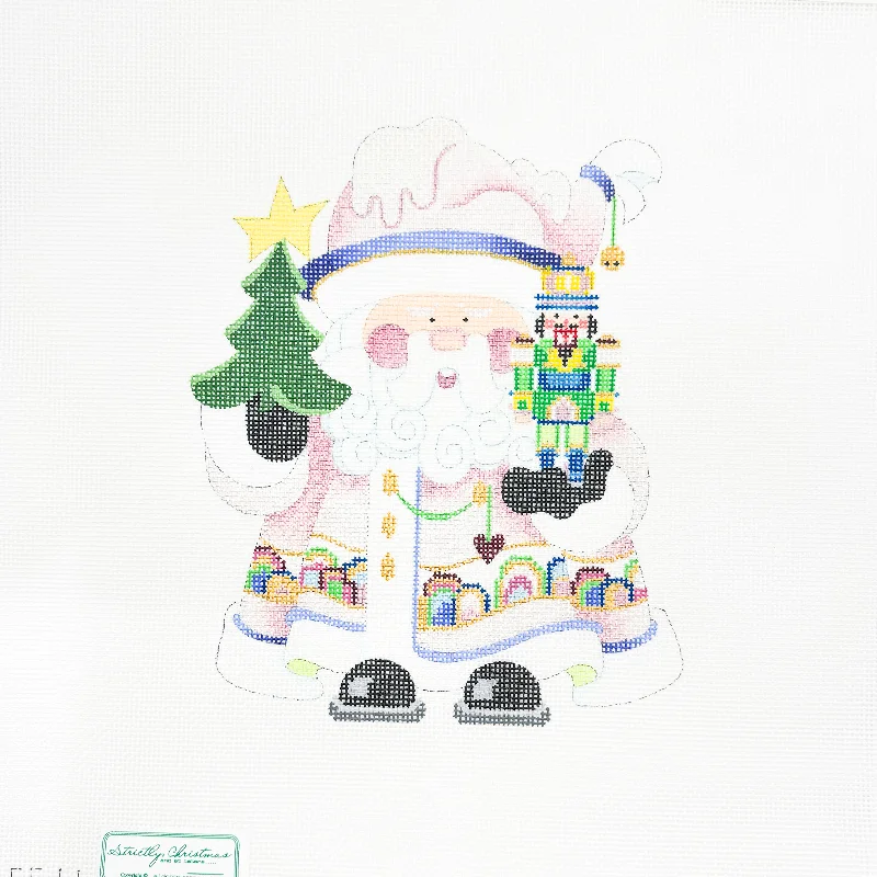 Supersize Pink Santa Holding Nutcracker Squatty Santa