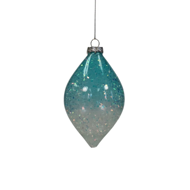 Winter Wonderland Ombre Glass Finial Ornament 5" x 3" - Turq.  | GS