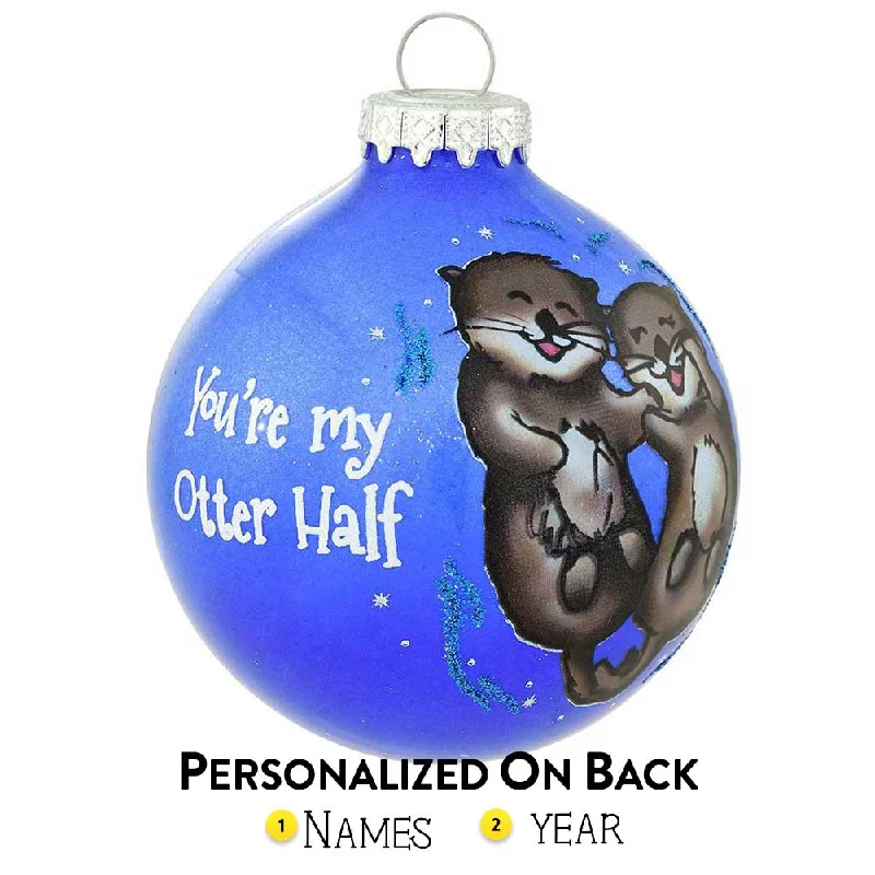 Personalized You're My Otter Half Glass Couple Ornament