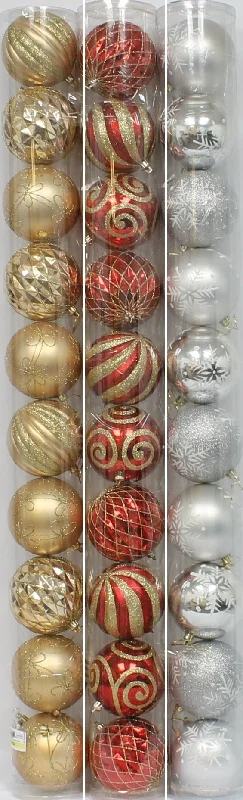 10-Pack of 4" Christmas-Colored Ornaments (Gold/Red/Silver)