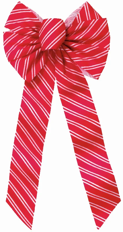 10" x 22" Red Velvet 7-Loop Candy Cane Striped Christmas Bow