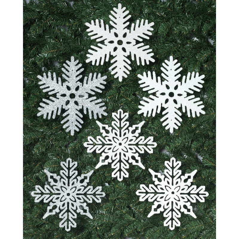 11" Plastic Glitter Snowflake Ornaments