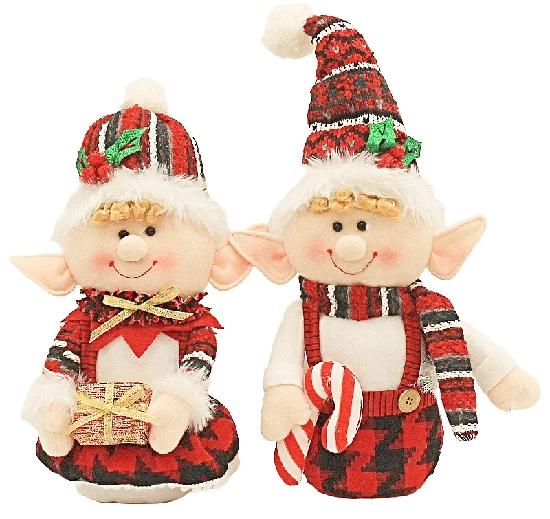 12" Fabric Cheery Elf Ornaments