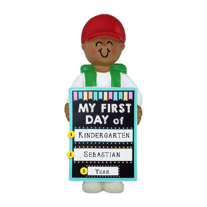 Personalized My 1st Day of School Ornament - Male African American