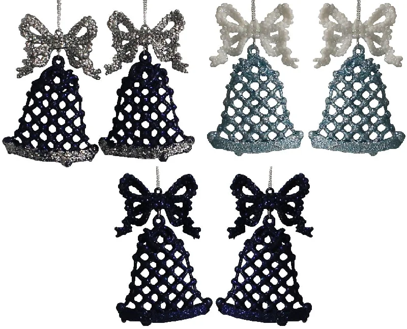 2-Pack of Blue Glitter Bell Ornaments