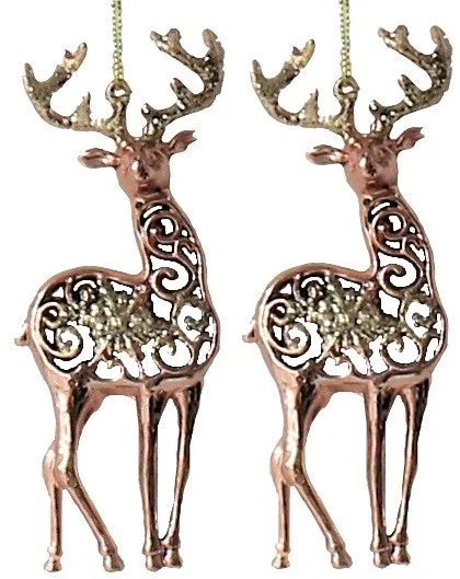 2-Pack of Shatterproof Bronze Reindeer Ornaments