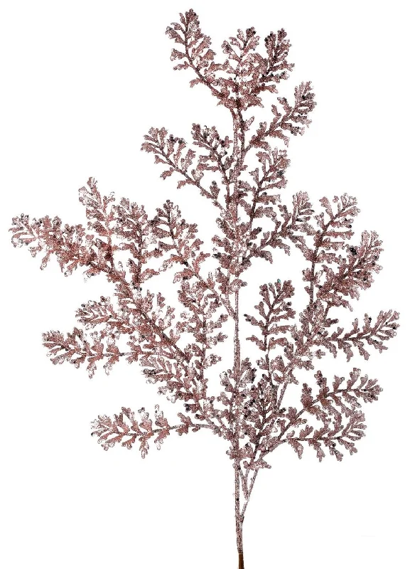 24" Blush Pink Glitter Wild Fern Spray