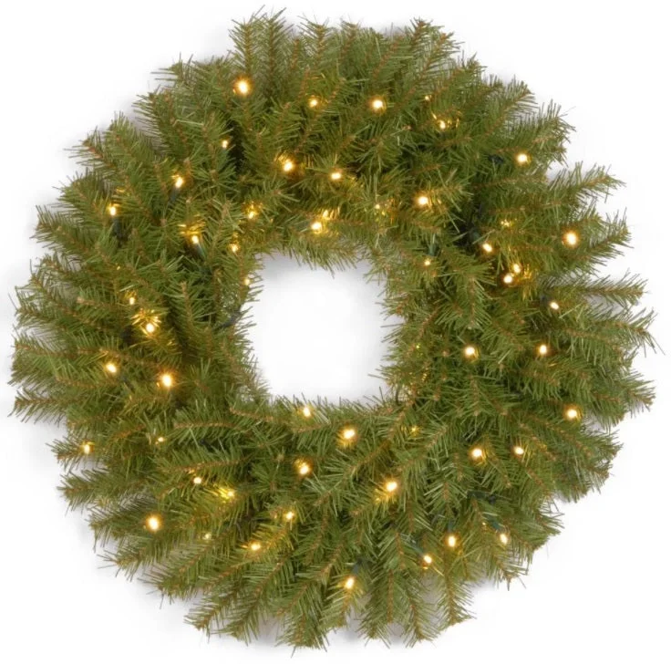 24" Virginia Pine Pre-Lit Battery-Operated Wreath