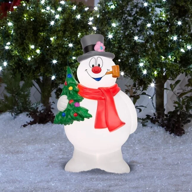 2' Frosty the Snowman Holding a Tree Blow Mold Decoration