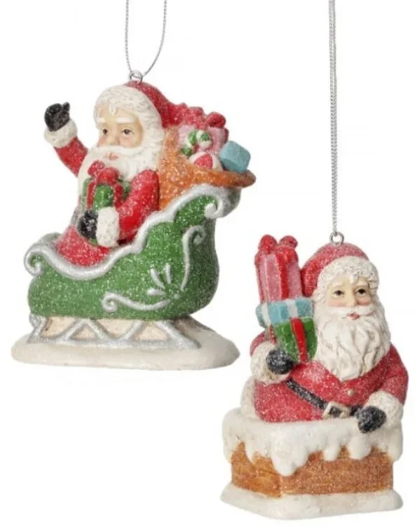 3.5" Frosted Santa Ornament