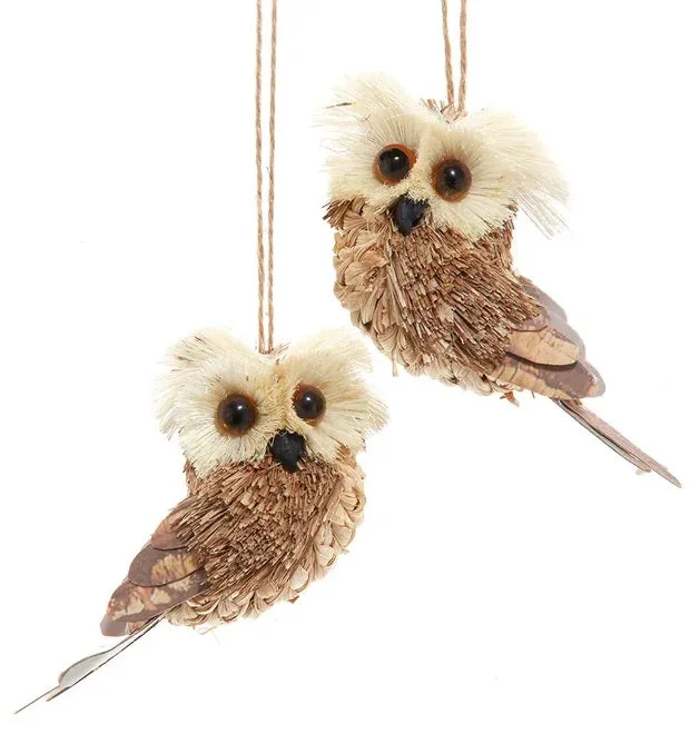 4.5" Natural Owl Ornament