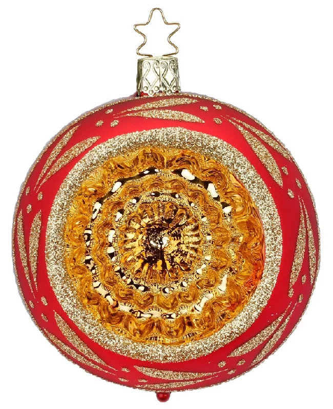 Flower Reflection Ornament, red, 10cm by Inge Glas of Germany