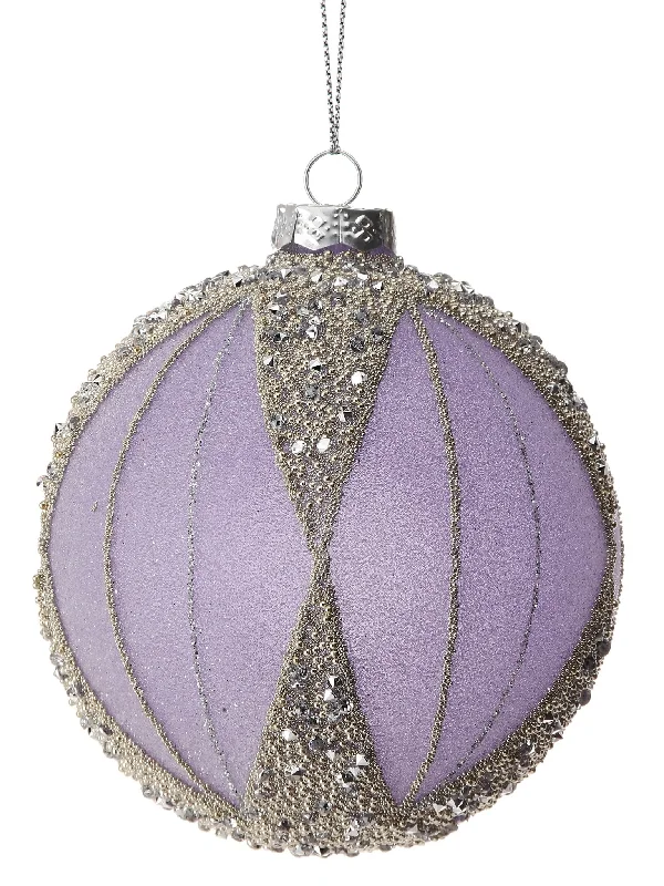 4" Lavender & Silver Frosted Bead Ornament