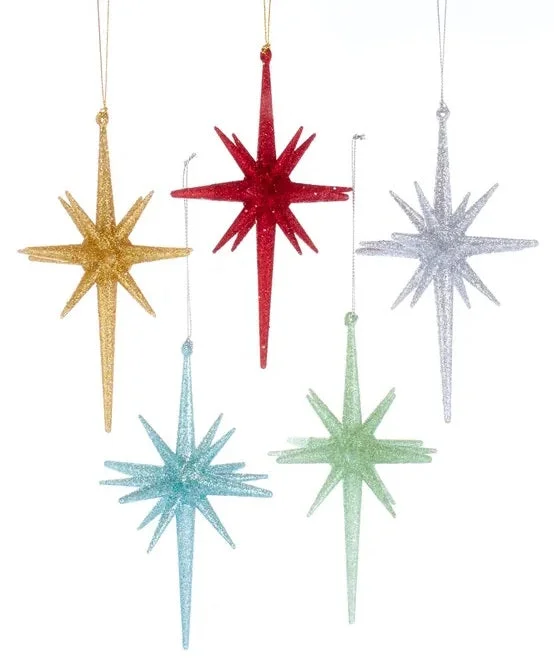 5.5" Mid-Century Glitter Starburst Ornament