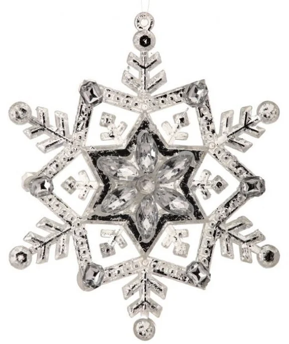 5" Clear Jeweled Acrylic Snowflake Ornament