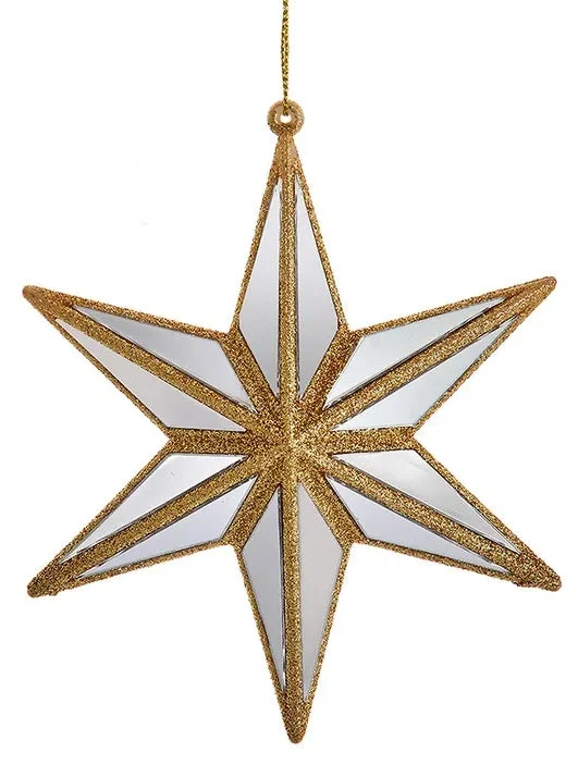 5" Ivory & Gold Mirrored Star Ornament