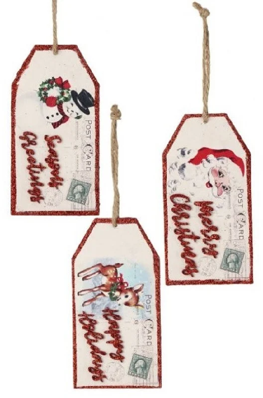 5" MDF Vintage Gift Tag Ornament