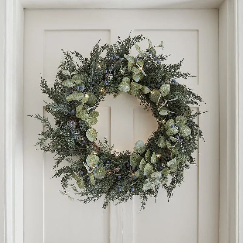 66cm Pre Lit Oversized Frosted Berry and Pinecone Christmas Wreath