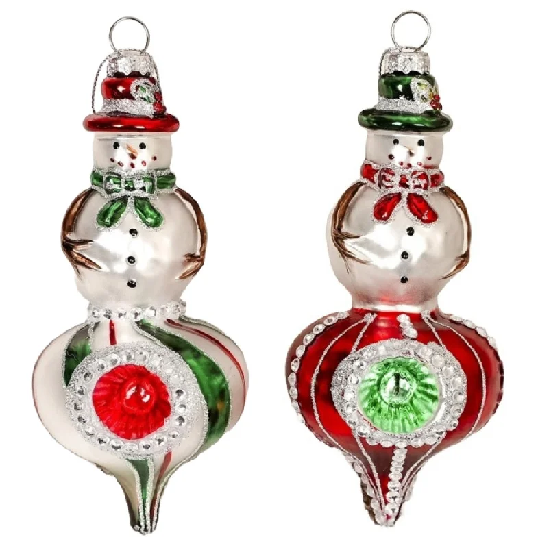 6" Glass Snowman Reflector Ornament