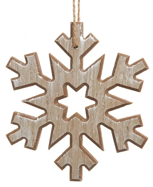 6" Small Wooden Christmas Snowflake Ornament