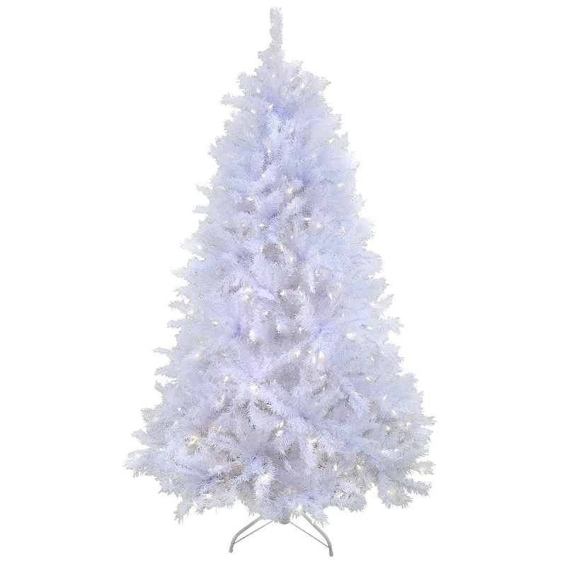 7.5 ft. Pre-Lit Millville White Tree with PowerConnect Dual Color LED Lights