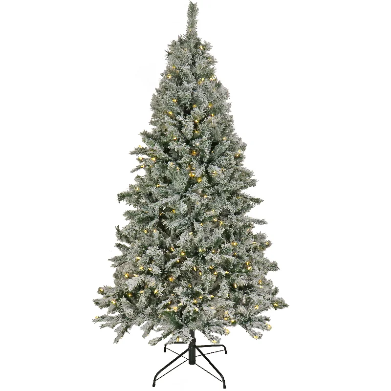 7.5 ft. Pre-Lit Snowy Harwich Tree with PowerConnect Dual Colored LED Lights