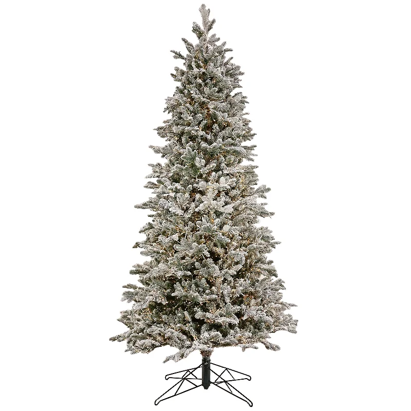 7.5 ft. Pre-Lit Snowy Slim Tree with Warm White LED Crab Lights