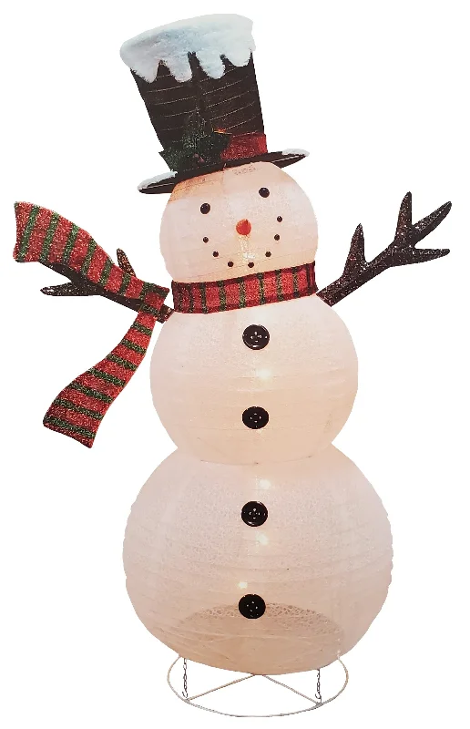 72" Lighted Lantern Snowman with Top Hat Sculpture