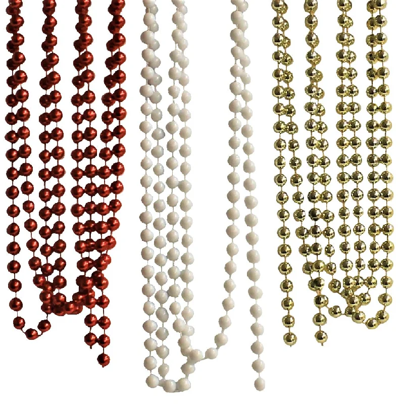 9' Beaded Garland Decorations (Red/White/Gold)