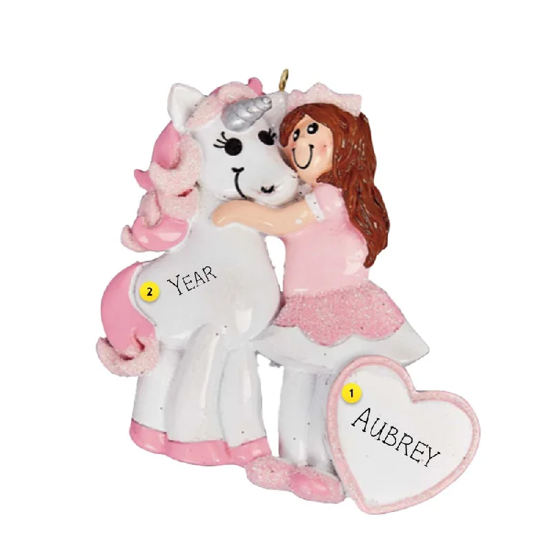 Personalized A Girl and Her Unicorn Ornament