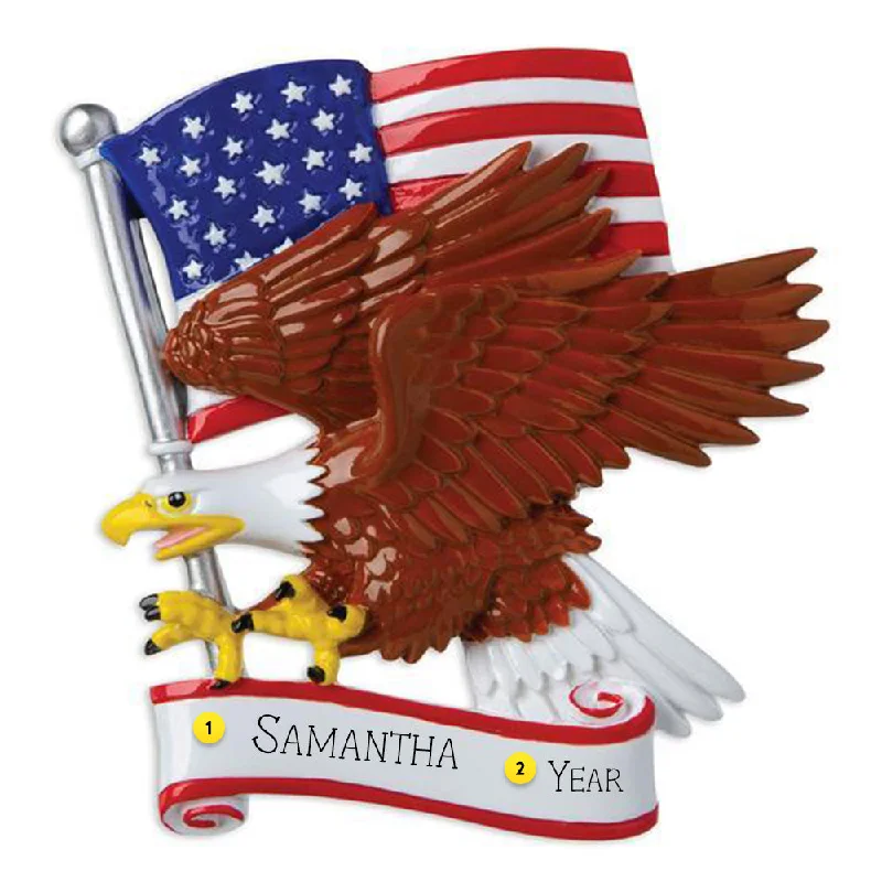 Personalized America Eagle with Flag Ornament