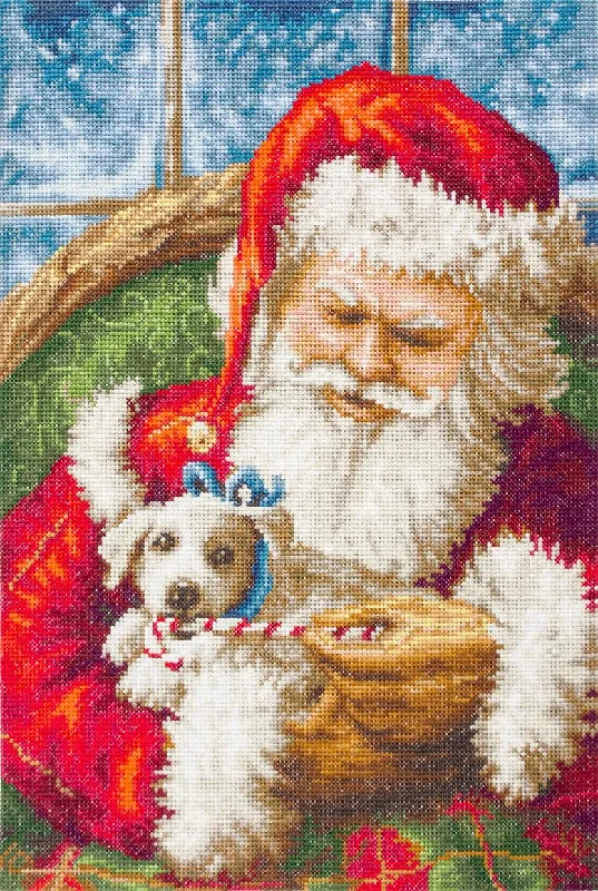 Cross Stitch Kit Luca-S - Santa Claus with a puppy, B561