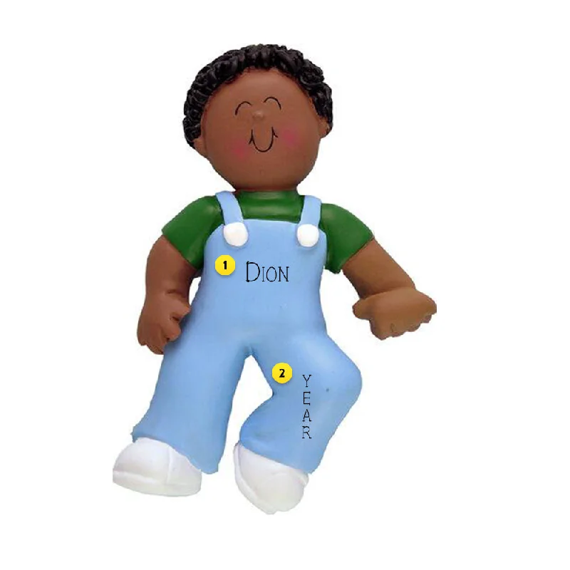 Personalized Baby's 1st Steps Ornament - Male African American