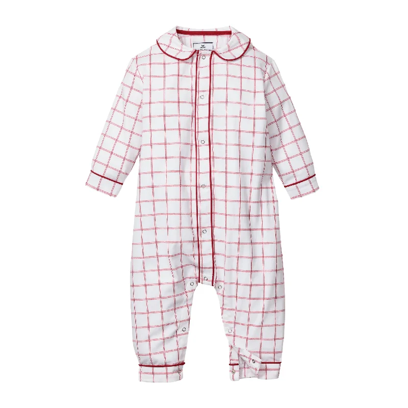 Baby's Twill Cambridge Romper in Garnet Tattersall