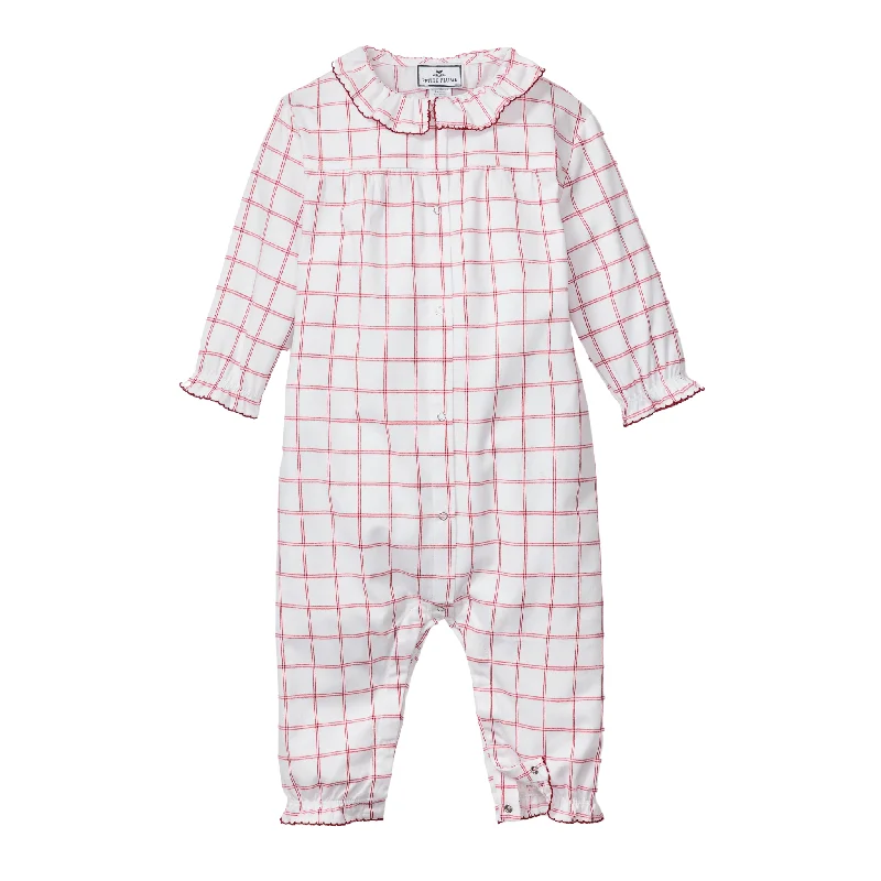 Baby's Twill Madeline Romper in Garnet Tattersall