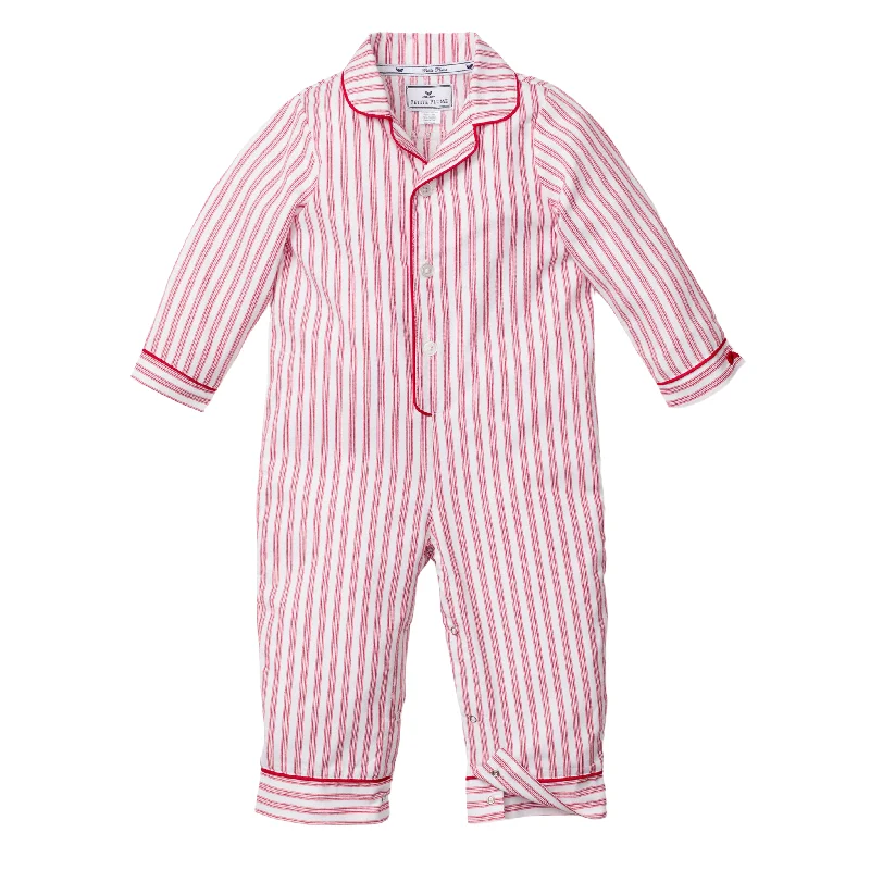 Baby's Twill Romper in Antique Red Ticking